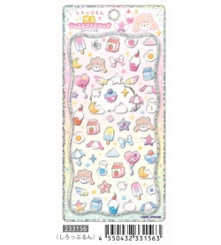 光るジュエルプチドロップステッカー　しろっぷるん　カミオジャパン